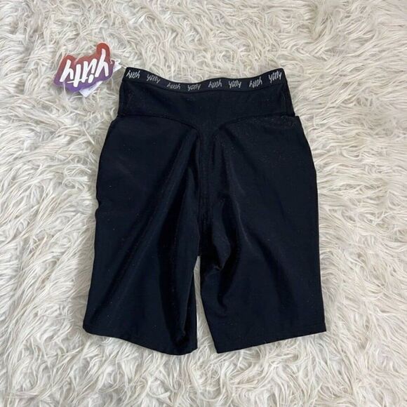 YITTY NWT Women's Spotlight Shaping High Waist Shorts Shimmering Black Size XS - Picture 3 of 10